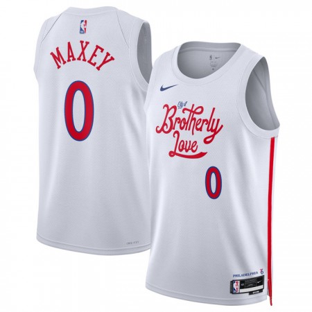 NBA Mænd Trøje Philadelphia 76ers Tyrese Maxey 0 2022-23 Nike City Edition Hvid Swingman